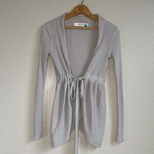 Sparrow BalletCore Fairycore Tulip Hem Belted Ribbed Grey Cardigan Sweater sz S